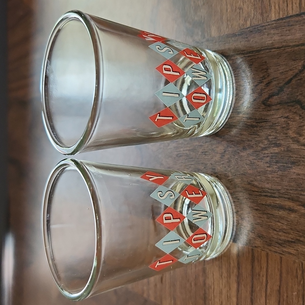 Rare - Vintage Set of 2 Tipsy Tower Shot Glasses
